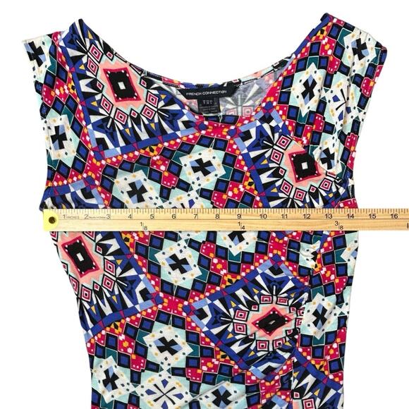 French Connection Dress Womens Size 4 Multicolor Electric Mosaic Jersey Stretchy - Picture 6 of 8